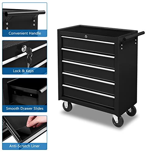 TUFFIOM 5-Drawer Rolling Tool Chest with Lockable Wheels R211166