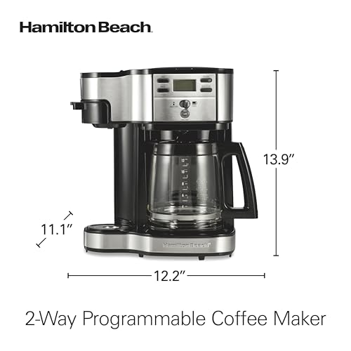 Hamilton Beach 49933 12 Cup Programmable Drip Coffee Maker & Single Serve Machine, Glass Carafe, White A63501