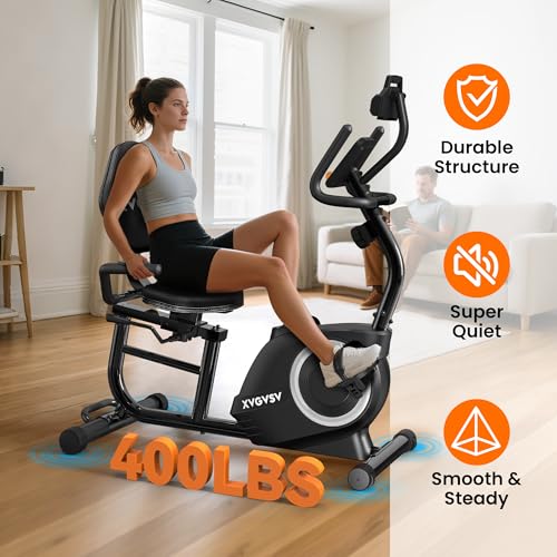 Recumbent Exercise Bike for Home, Quiet Stationary Bike for Adults & Seniors, 400LB Capacity X156547
