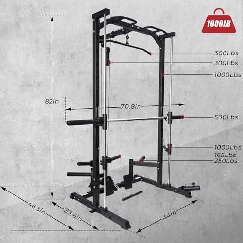 RitFit Smith Machine Power Rack with LAT-Pull Down System T1228
