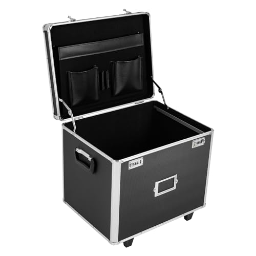 Locking File Storage Box with Wheels, Fireproof and Collapsible Y7536