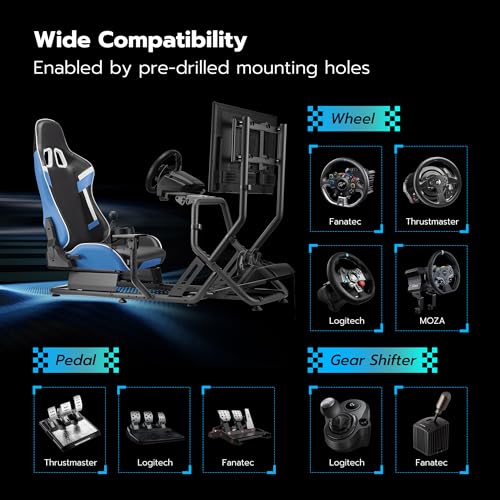 ARES WING Racing Simulator Cockpit with Monitor Mount and Seat P60837