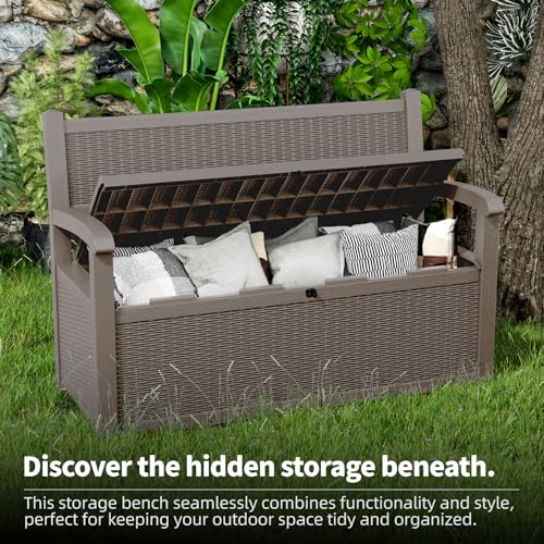 80 Gallon Waterproof Lockable Storage Bench Deck Box for Patio Garden I9402