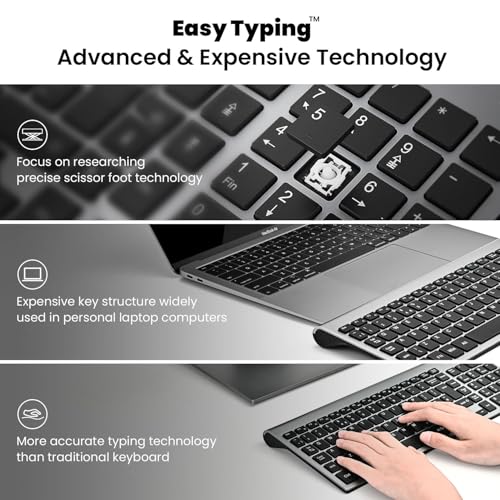 cimetech Wireless Keyboard, Compact Full Size 2.4G Ultra-Thin for Windows, Grey B908117