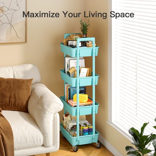 Pipishell 3 Tier Rolling Cart Organizer with Lockable Wheels, White K43271