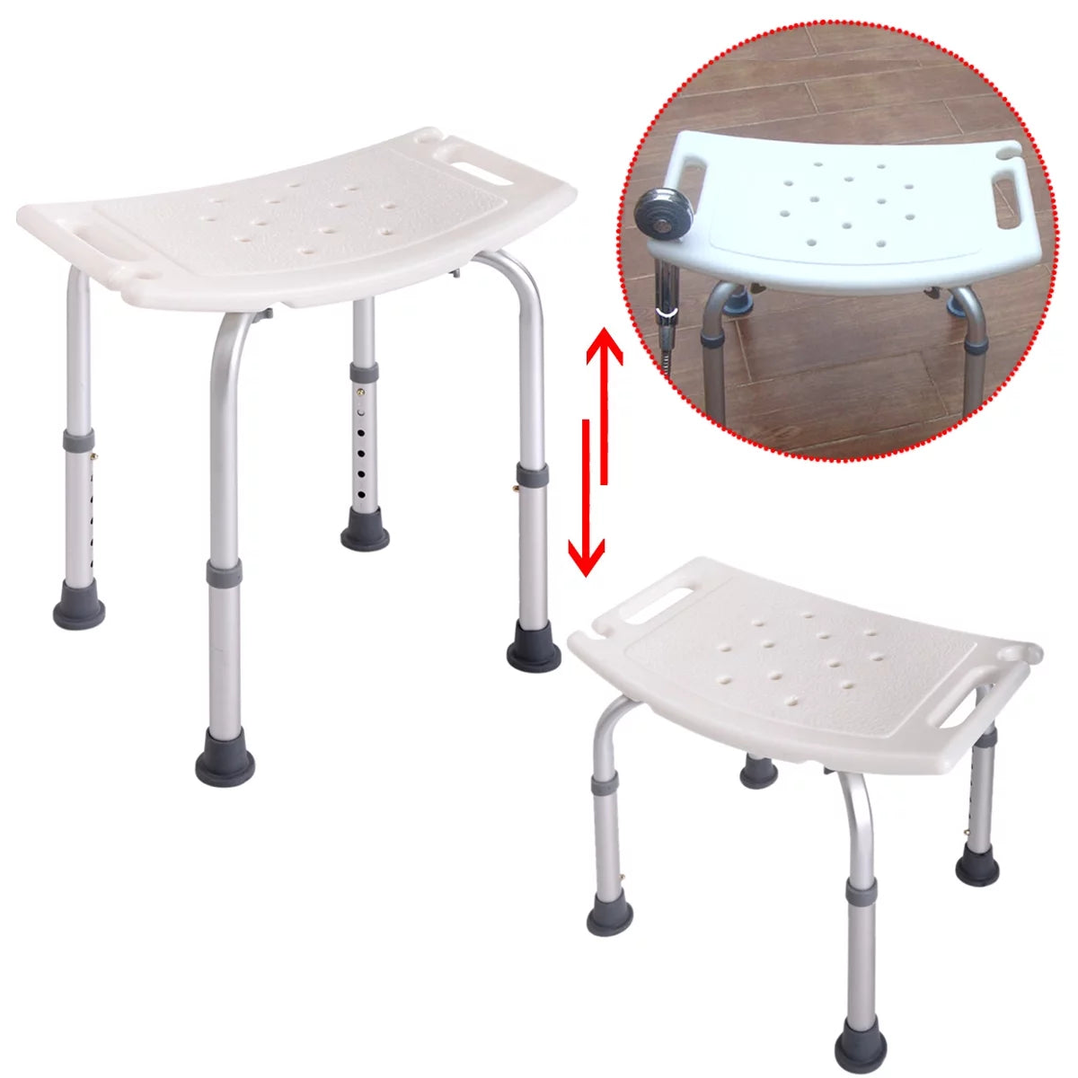 Jaxpety Adjustable Height Bath Shower Chair Medical Bench Bathtub Stool Seat White A185