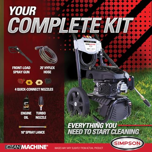 Simpson Cleaning 3400 PSI Gas Pressure Washer, 2.5 GPM, CRX Engine, 25-Foot Hose K189