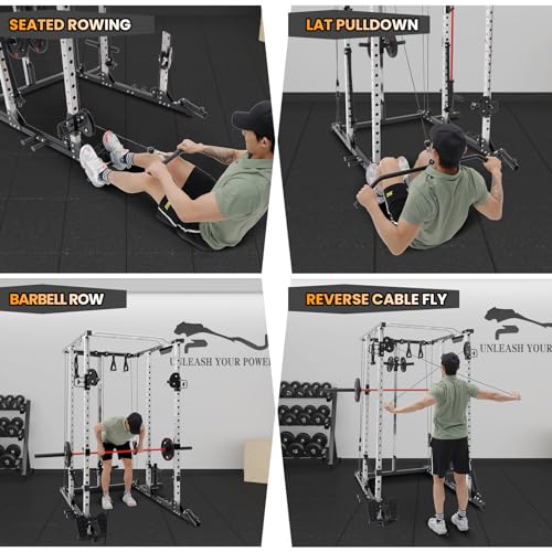 GaveeLife Power Cage 2000 LBS Power Rack with Cable Crossover and Lat Pulldown K642045