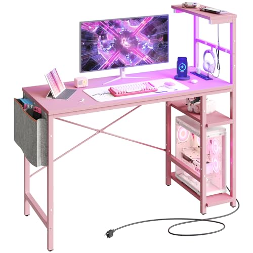 Bestier Gaming Desk with LED Lights, 51.3 Inch Computer Desk Q970