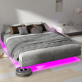 10.6" High Full Floating Bed Frame Full Size with LED Lights, Heavy Duty Metal Slats Support,Easy to Assemble/Large Under Bed Storage