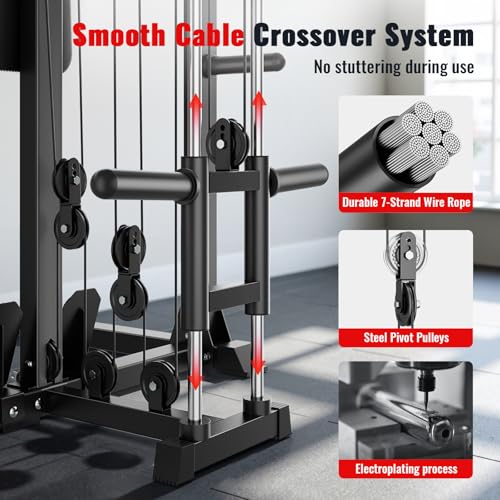 ARMAC Smith Machine Multi-Functional Power Cage for Home Gym with LAT Pull-Down W77327