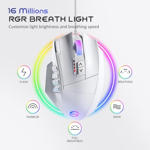 UtechSmart Venus Pro RGB Wireless MMO Gaming Mouse, 16000 DPI, 16 Programmable Buttons M66772
