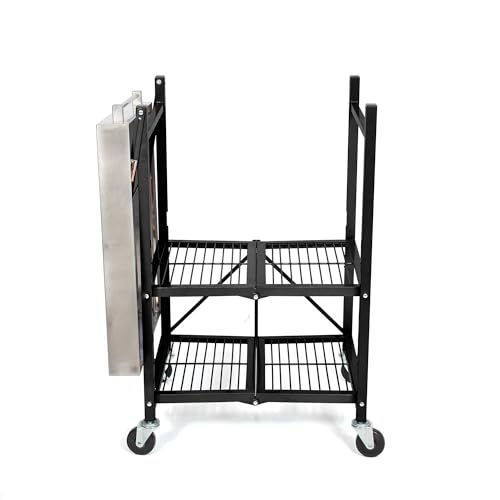 Origami Folding Kitchen Cart on Wheels, 3-Tier Rolling Cart Z2164