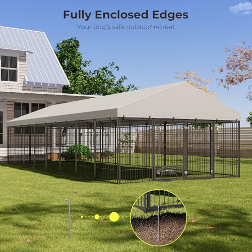 10X19FT Heavy Duty Outdoor Dog Kennel with Cover and Lock V196