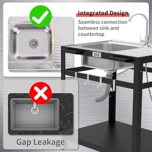 Outdoor Grill Cart with 304 Stainless Steel Sink and Wheels Q934005
