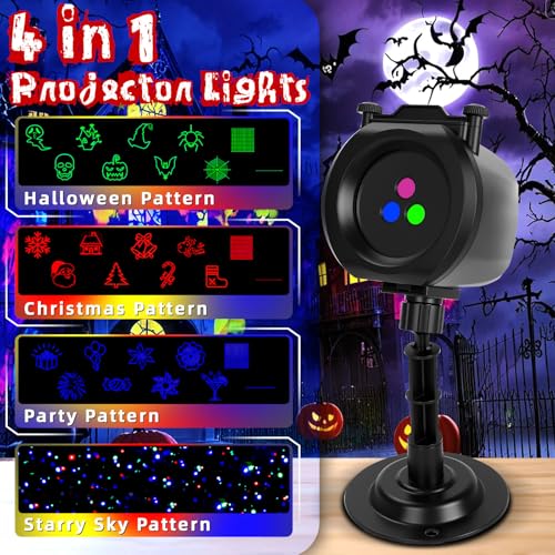 Halloween Christmas Projector Lights Outdoor with Remote, 4 Slide Patterns R6933