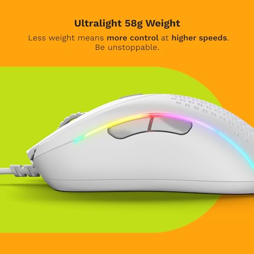Glorious Model D Wired Gaming Mouse - 68g Honeycomb RGB Ergonomic, Matte White M160012
