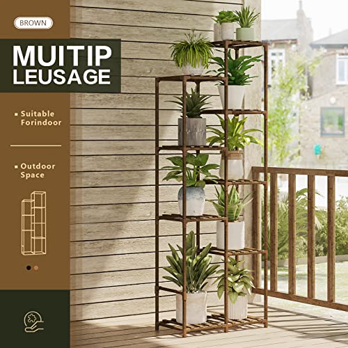 Bamworld Plant Stand Indoor Outdoor Wood Plant Rack 3 Tier Ladder D51744
