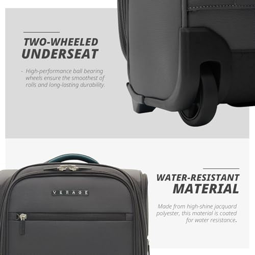 Verage Under Seat Luggage with Wheels, Softside Spinner Carry On, Navy 14-Inch A51804
