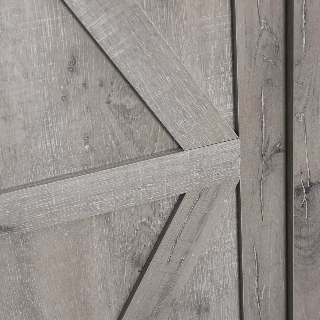 HOMCOM Farmhouse Accent Cabinet with Barn Door, Grey Oak U658117