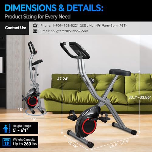 Foldable Exercise Bike with 16-Level Magnetic Resistance for Home T532