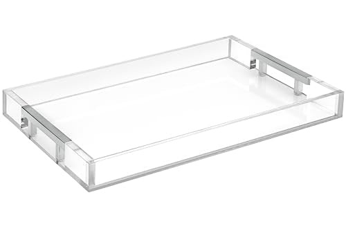 White Marble Faux Leather Decorative Tray with Handles D972626