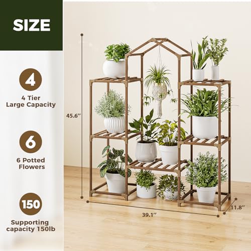 Bamworld Plant Stand Indoor Outdoor Wood Plant Rack 3 Tier Ladder D51744