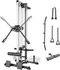Eonfit Cable Machine for Home Gym, LAT Pulldown Cable Crossover Machine Workout Station Pulley System Tower with Leg Holder, LAT Bar, Foot Board Accessories