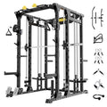 F4 Smith Machine, Power cage with Adjustable Cable Crossover System, All-in-One Squat Rack Training Equipment for Home Gym
