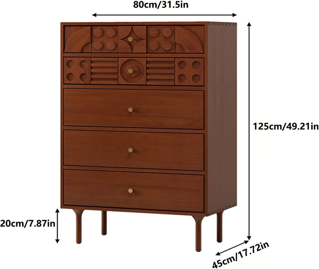5 Drawer Dresser with Gold Handles for Bedroom D147990
