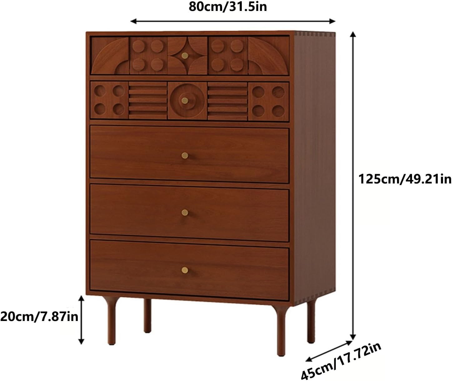 5 Drawer Dresser with Gold Handles for Bedroom D147990