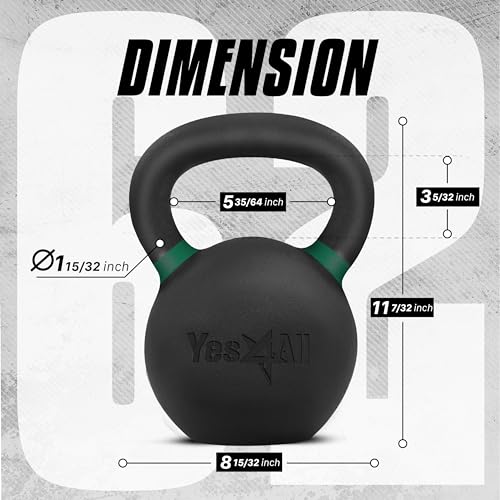 Yes4All Powder Coated Cast Iron Kettlebell Weight Set for Home Gym N15817