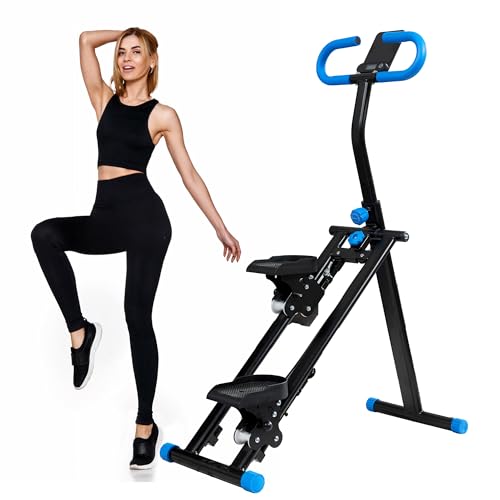 Vertical Climber Exercise Machine for Home Gym, Adjustable Handlebar, Blue Q499