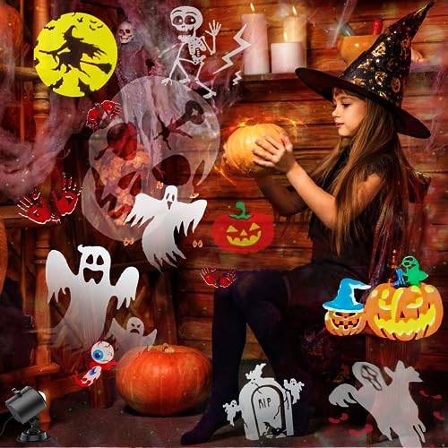 Halloween Projector Lights for Home, 2025 Upgrade with 19 HD Slides, Weather Proof W422