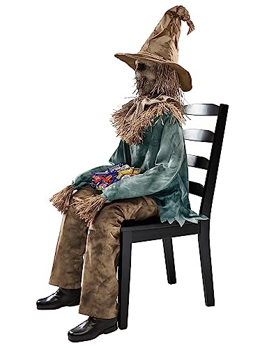 Spirit Halloween 4.5 Ft Scary Sitting Scarecrow Animatronic Prop I398189