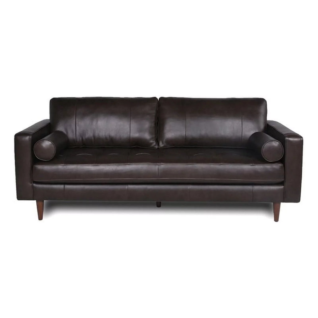 Stanton Leather Sofa Tufted Seat Dark Brown V657