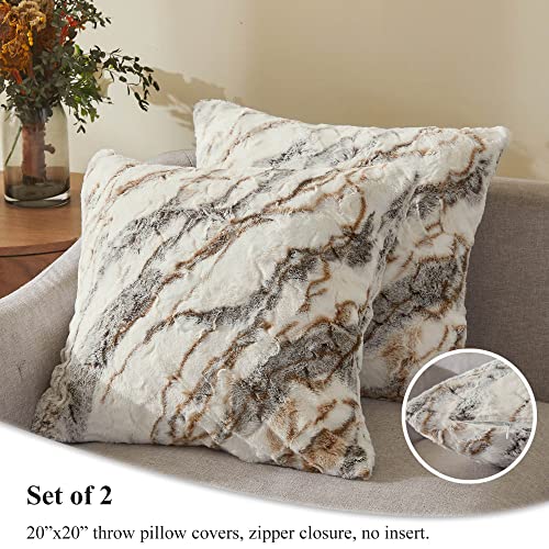 XeGe Double Side Brushed Fuzzy Throw Blanket, Soft Faux Fur, 50x60, Marble Light Grey E339