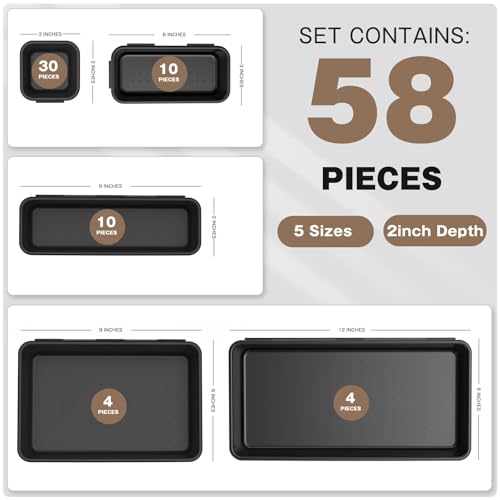 A-LUGEI 69Pcs Tool Box Organizer Tray Divider Set, Black Desk Drawer Organizer A217