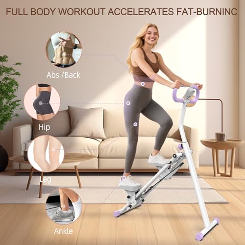 Folding Stair Stepper with Adjustable Handlebar for Home Full-Body Workout O7670