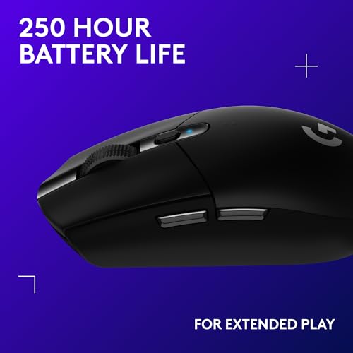Logitech G305 LIGHTSPEED Wireless Gaming Mouse, Hero 12K Sensor, Black O4133