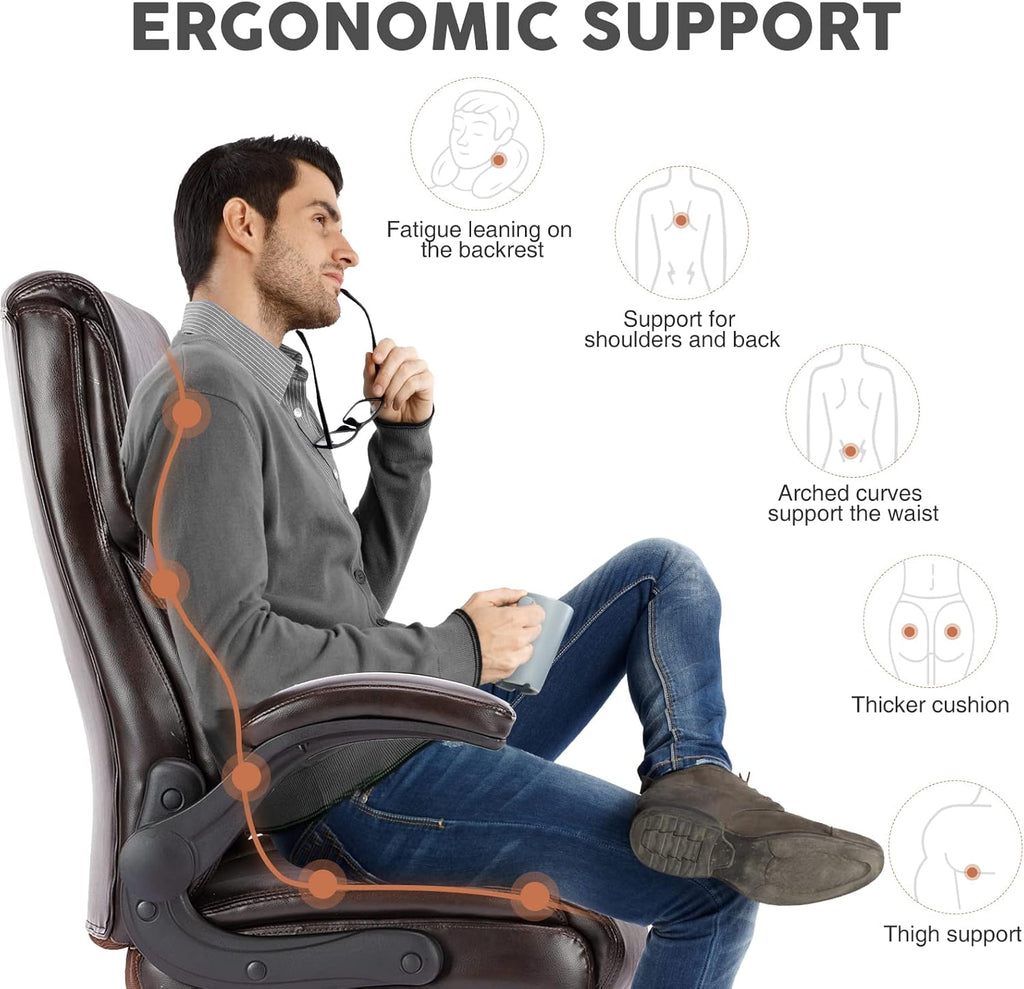Executive PU Leather High Back Ergonomic Office Chair, Brown D65245