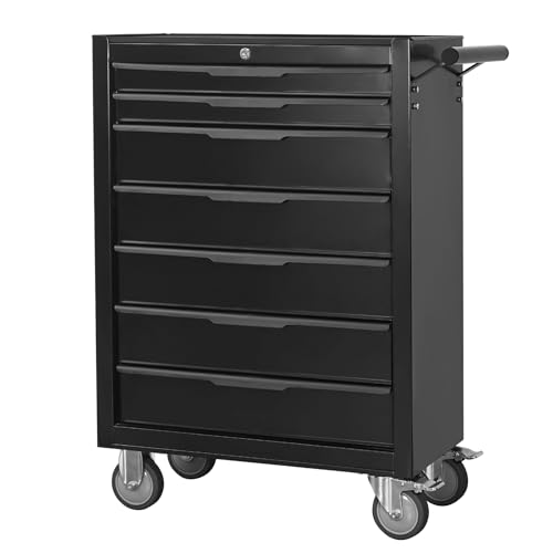 6-Drawer Rolling Tool Chest Cabinet with Wheels and Locking, Black W270288