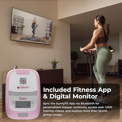 Sunny Health & Fitness 2-in-1 Smart Stepper Machine with Resistance Bands T171583