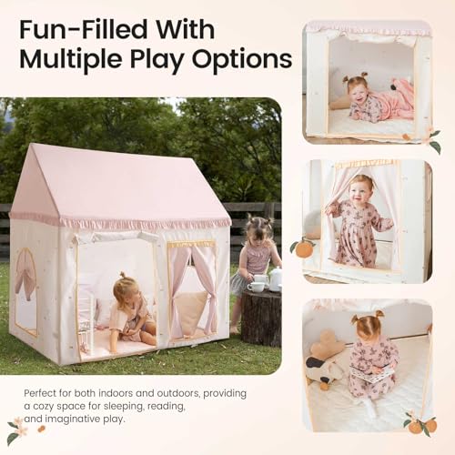 Tiny Land Kids Play Tent with Padded Mat & LED Lights, Indoor Playhouse for Toddlers G6025