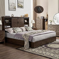 VanAcc Full Size Wooden Platform Bed with Bookcase Headboard and 2 Drawers O6158