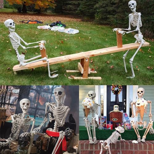 5 Ft Skeleton Halloween Decorations, Full Body Life-Size Prop with Movable Joints F717947