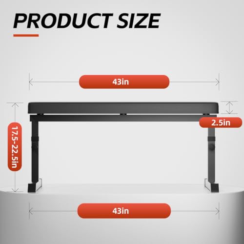 Black Flat Weight Bench with Adjustable Height, 600LBS Capacity P32224