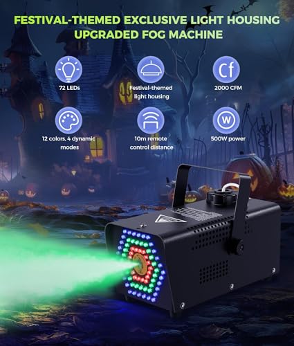 IMONE 72-LED Fog Machine with Wireless Remote Control for Parties & Events Q404979