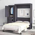 Full Size Murphy Bed Storage Cabinet, Wood Murphy Bed with Wardrobe and Drawers, can be Folded into a Cabinet, Suitable for Small Room Living Room/Bedroom