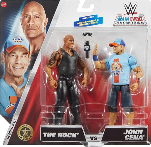 Mattel WWE Main Event Championship Showdown 2-Pack Action Figures, The Rock vs John Cena X919605
